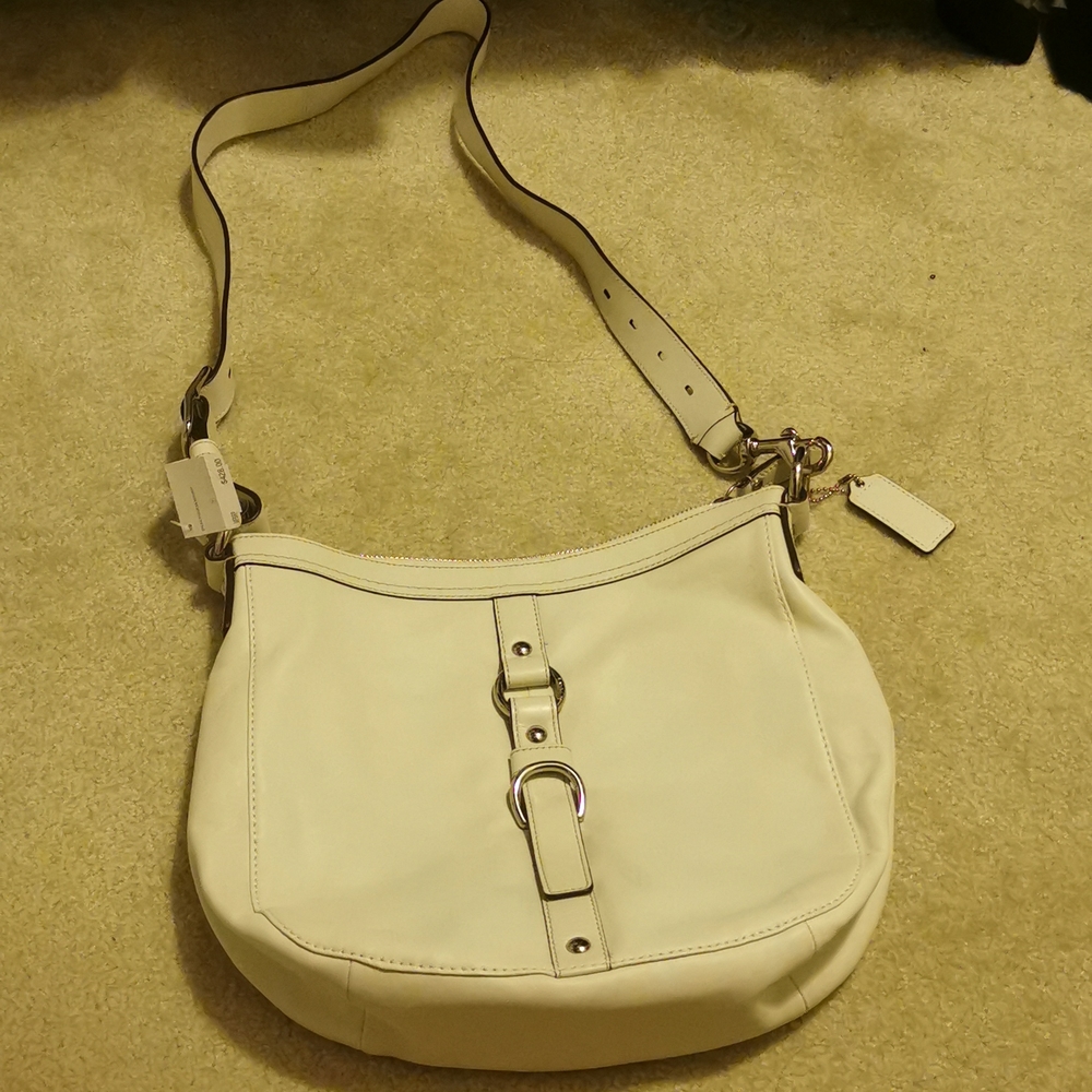 Coach crossbody bag, white, leather, Brand new, never use